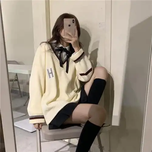 女装早春学生清纯套装女衬衫配毛衣两件套日系小个子元气少女穿搭上衣