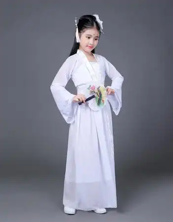 儿童古装小七仙女公主裙古筝表演服古代唐装汉服贵妃服小女孩古装