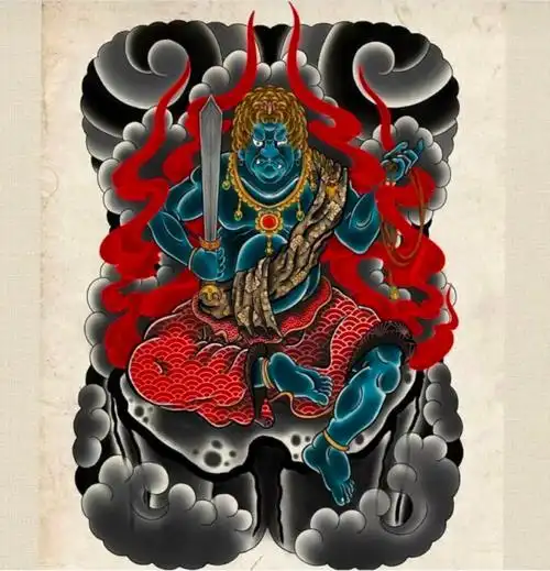 不动明王满背纹身手稿