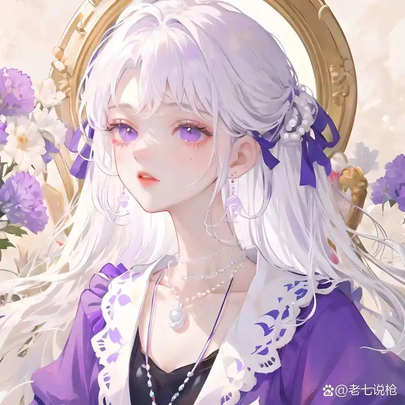少女头像|白毛少女|梦幻紫90 每当紫星花盛开成紫色烟云时 他都会去