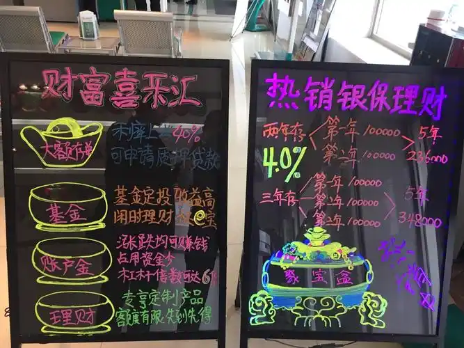 4月14日,就是通过我们的荧光板宣传,成功营销银保产品10万元5年交费.