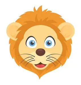 一个美丽的雄伟的国王动物狮子头插画