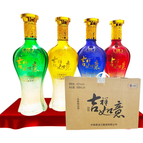中粮白_东方春白酒 中粮出品吉祥如意42度礼盒4瓶装东北纯粮固态发酵