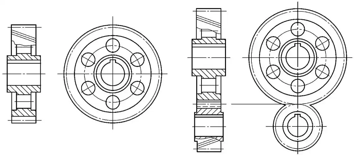 图7-28 斜齿圆柱齿轮及其啮合画法7.3.3 直齿锥齿轮1.