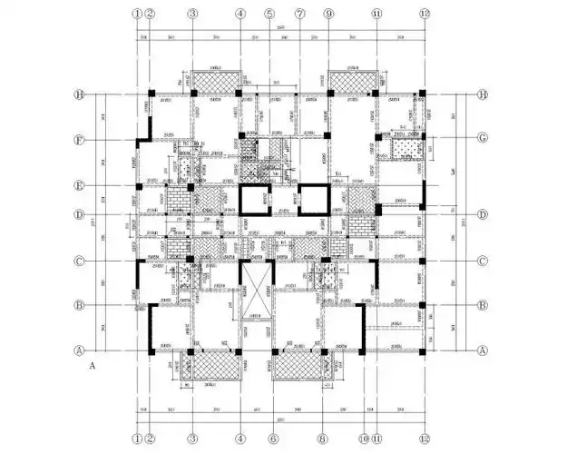 分享住宅框架剪力墙建筑平面资料下载