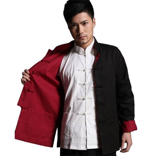 唐装棉麻马褂男打底衫太极服装长袖青年中式上衣秋民族中国风衬衫