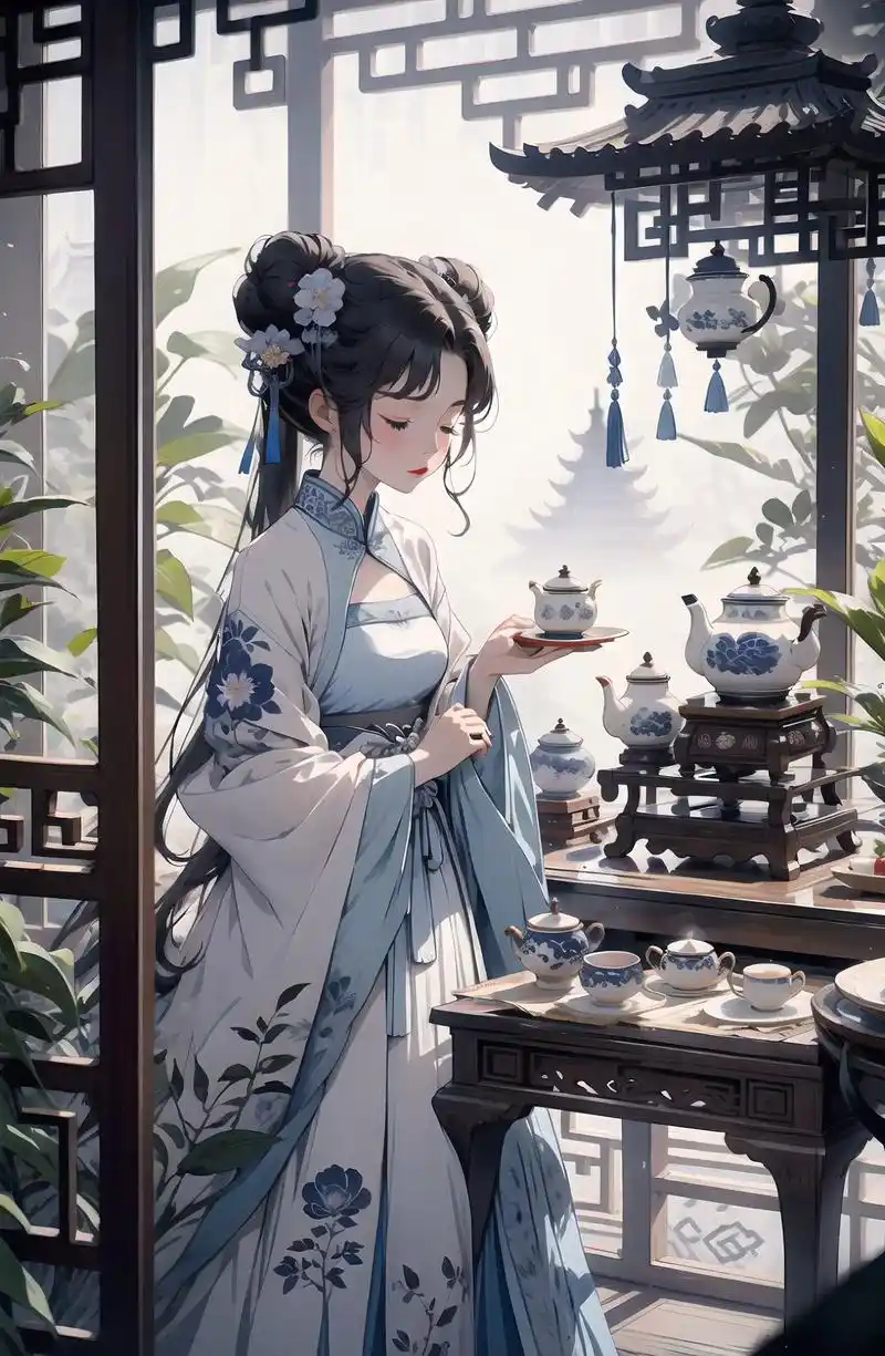 ai绘画-青花瓷女孩.#二次元 #古风 #原创 #动漫 天青 - 抖音