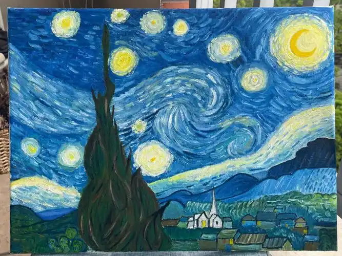 梵高星空油画含步骤图