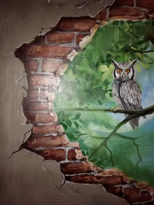 餐饮店墙绘手绘墙彩绘3d画涂鸦