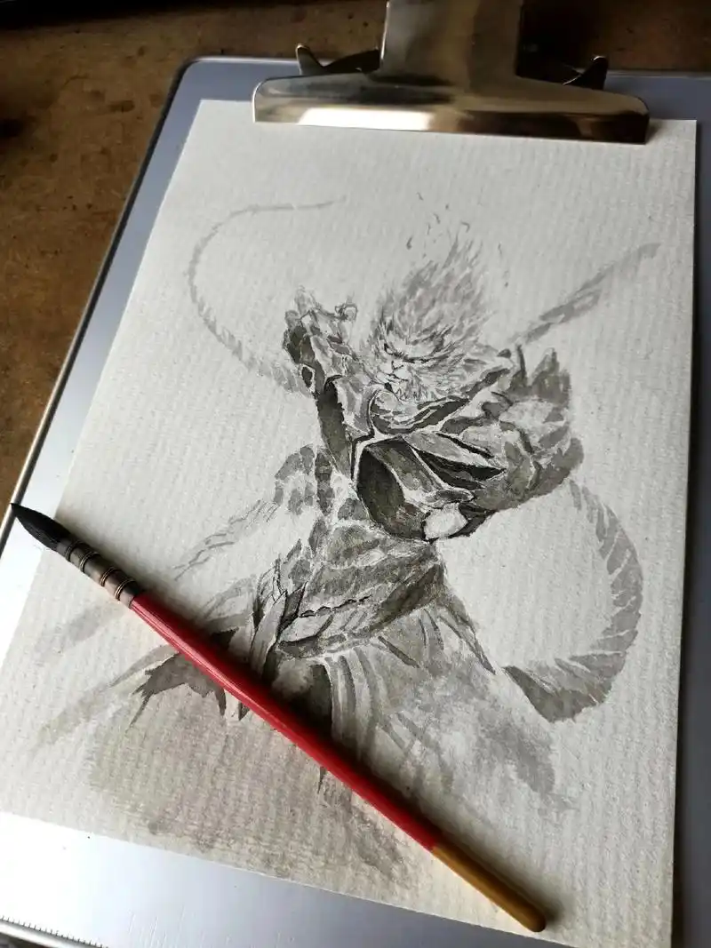 手绘 #速写 #孙悟空  - 抖音