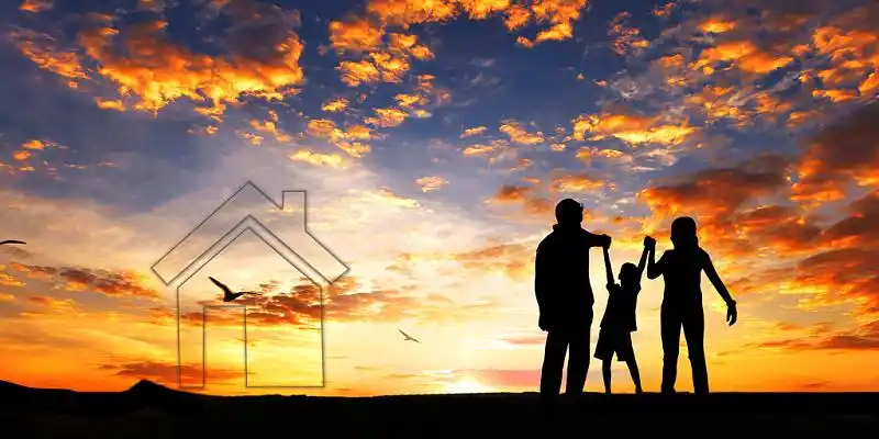 春天亲子家庭教育企业网站展板背景家庭责任唯美光晕幸福一家人展板