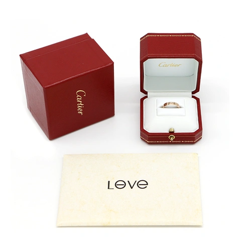 卡地亚/cartier戒指 对戒 经典love系列18k玫瑰金窄版戒指3.