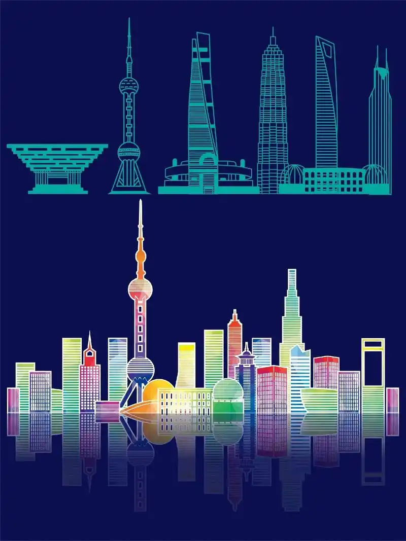 上海地标建筑 上海插画 上海旅游.#上海 #上海地标 #设计 - 抖音