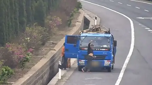 高速路撒尿被拍,司机冲摄像头挥手