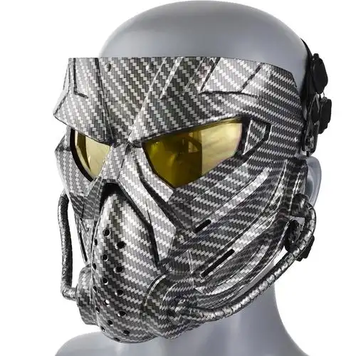 亚马逊新款真人户外cs面罩碳纤全脸防护面罩军迷野战装备战术面具