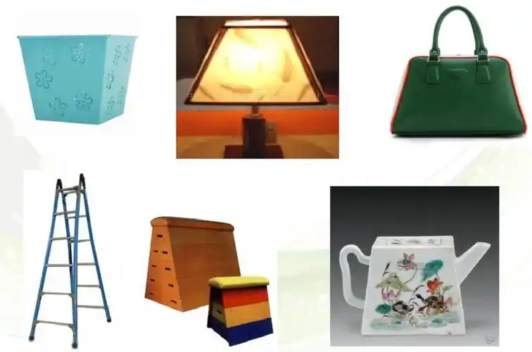 我们的生活中也有很多东西是梯形的,小朋友们在下面的图片中找