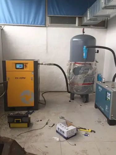 10立方55kw普通螺杆式空气压缩机冷干机储气罐系统图