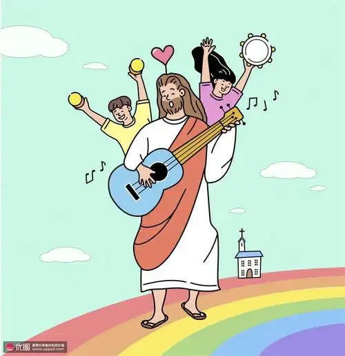 欢乐时光教会假期学生活动基督教插画