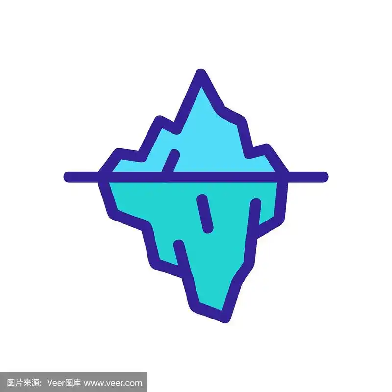 冰山图标矢量.孤立轮廓符号插图