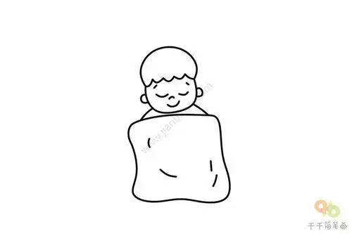 画是谁在月亮上睡简笔画小孩睡觉简笔画侧面如何画睡觉的男孩的简笔画