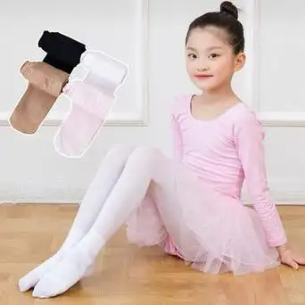 防扭舞蹈袜 考级用纯白色弹力净版儿童连裤袜 抗起球女童打底袜子