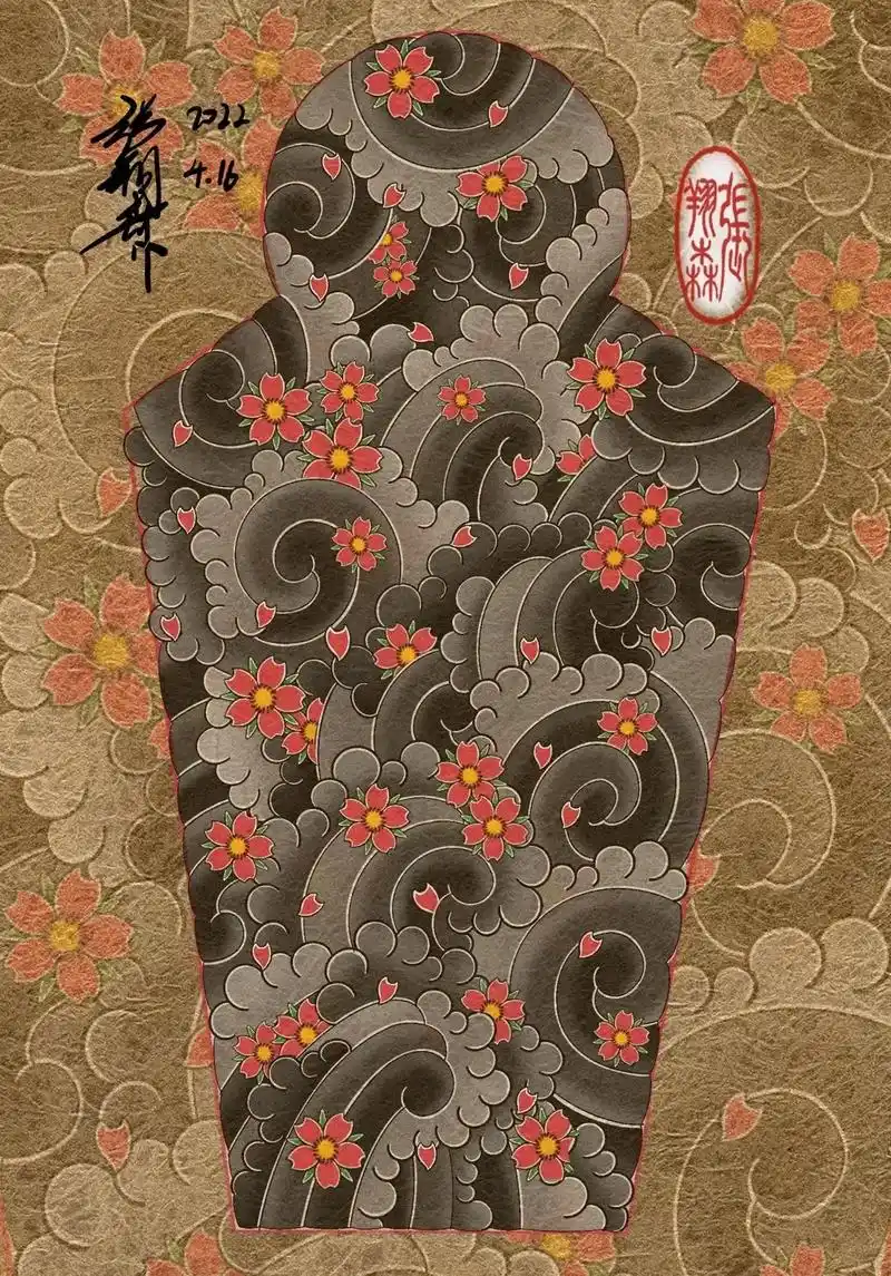沈阳纹身 #日式老传统 #纹身手稿 樱花臂纹身手稿 - 抖音