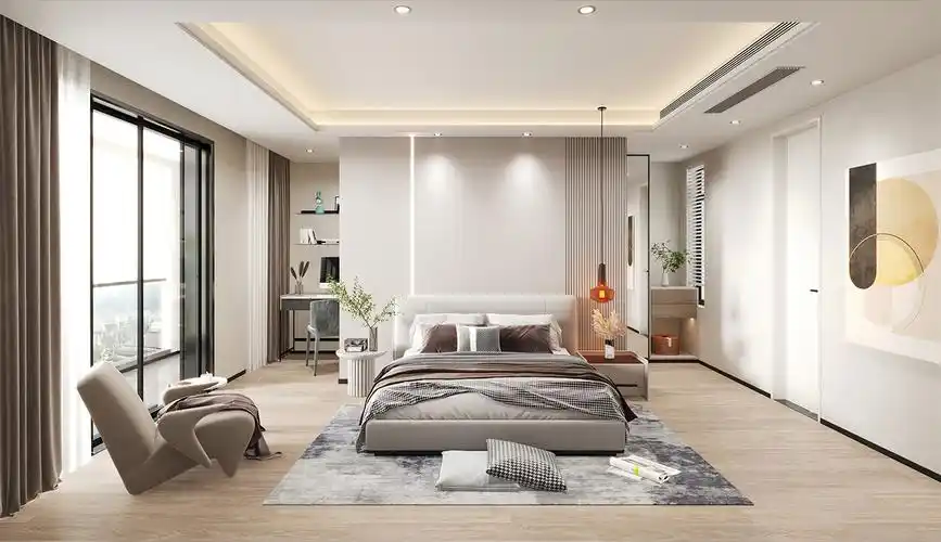 浦东城市经典290平现代风格独栋别墅卧室装修效果图