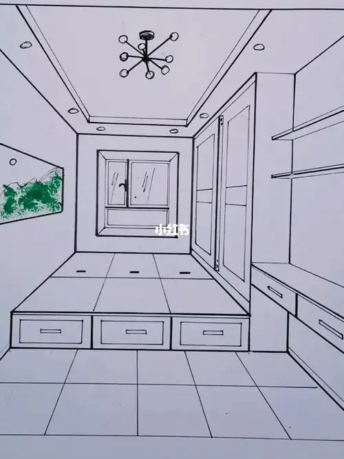 一点透视手绘榻榻米怎么画