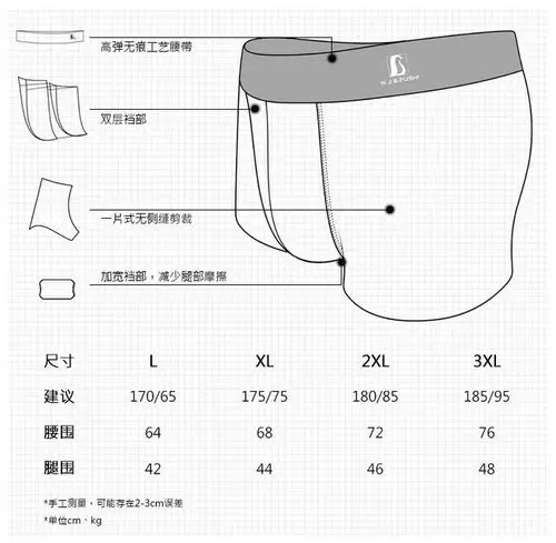 南极舒 三条装男士夏季内裤彩棉无痕贴合平角裤一片式透气8842