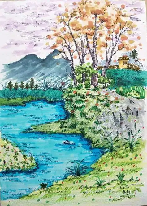 马克笔风景画简单新手马克笔风景画简单新手初学