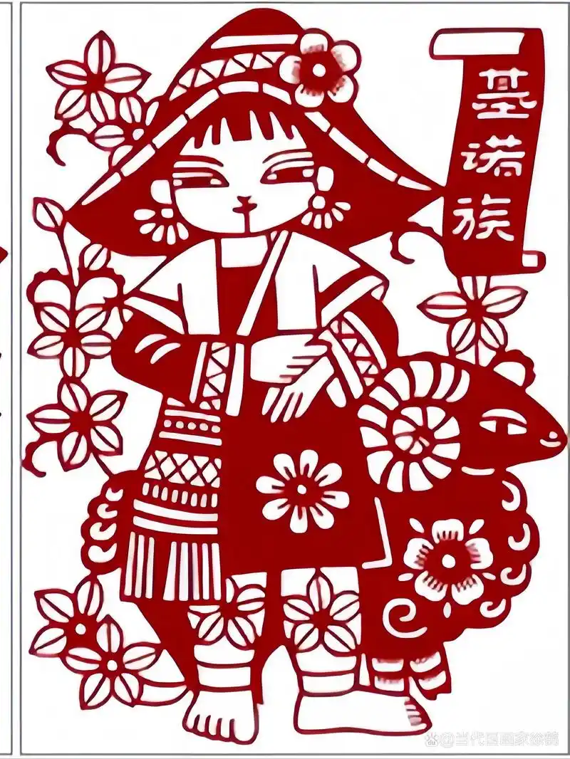 当代国画家徐鹤~五十六个民族剪纸人物作品