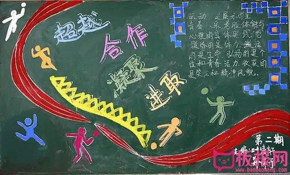 中学生运动会黑板报超越合作凝聚进取