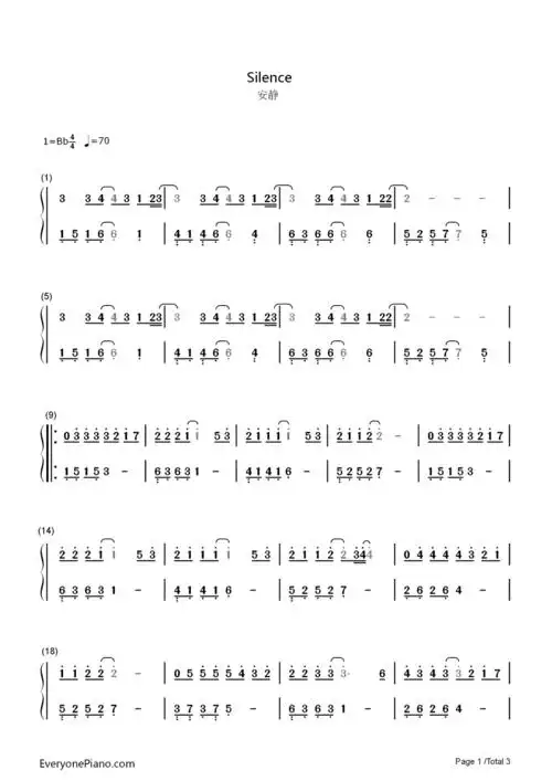 周杰伦《安静》的简谱