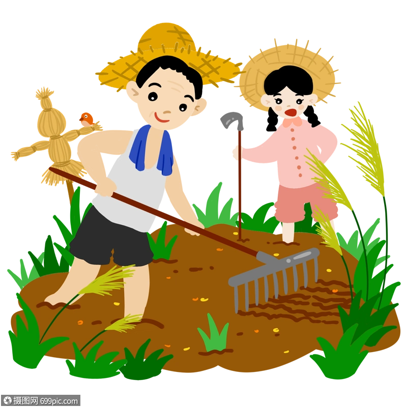 种地的农民耕种手绘农民