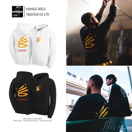 库里8新logo卫衣男连帽春秋季加绒加厚宽松篮球美式运动帽衫外套