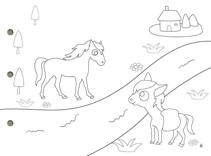 绘本手工自制涂色幼儿园小马家庭36岁图书绘画启蒙认知书