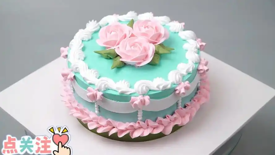 粉色花束奶油蛋糕装饰创意