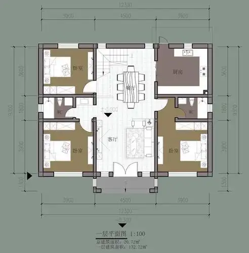 节省建房成本,大坡度的坡屋顶设计两个老虎窗,不仅增加住宅外观的造型