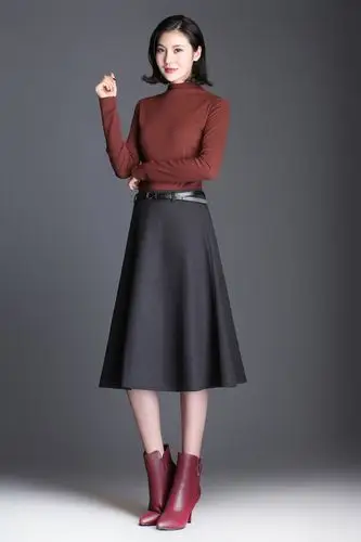 毛呢半身裙女 2018秋冬季新品爆款 女式休闲a子裙高腰百搭中长裙