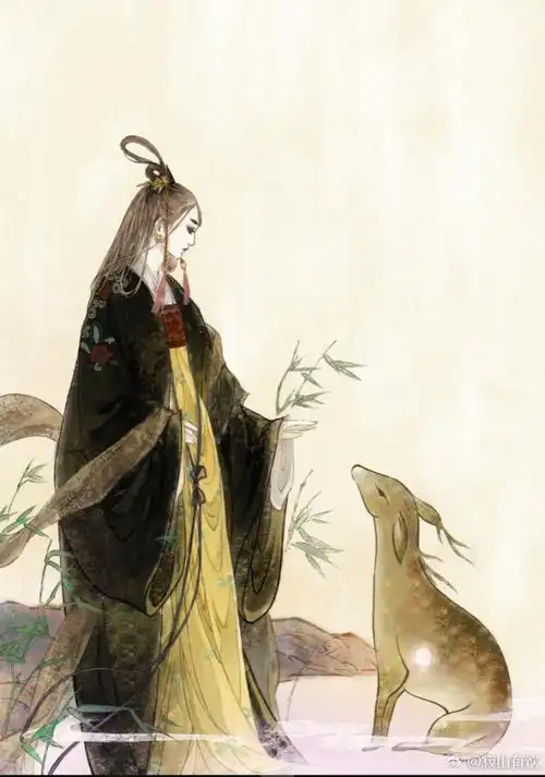 手绘古风黑衣女子