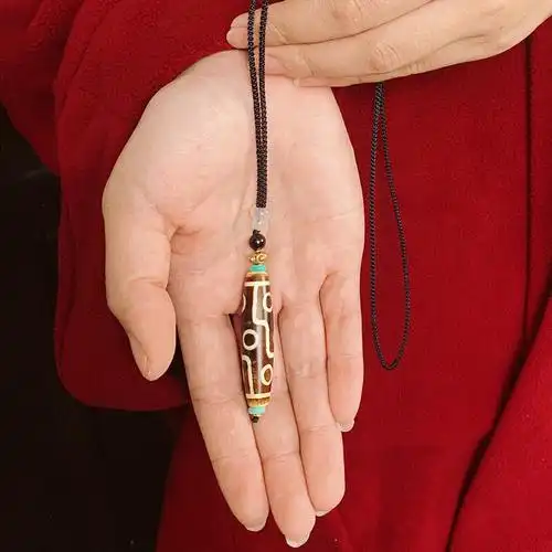 西藏九眼天珠项链手串吊坠 天然玛瑙男女士玉化枯珠 8号龙六眼天珠