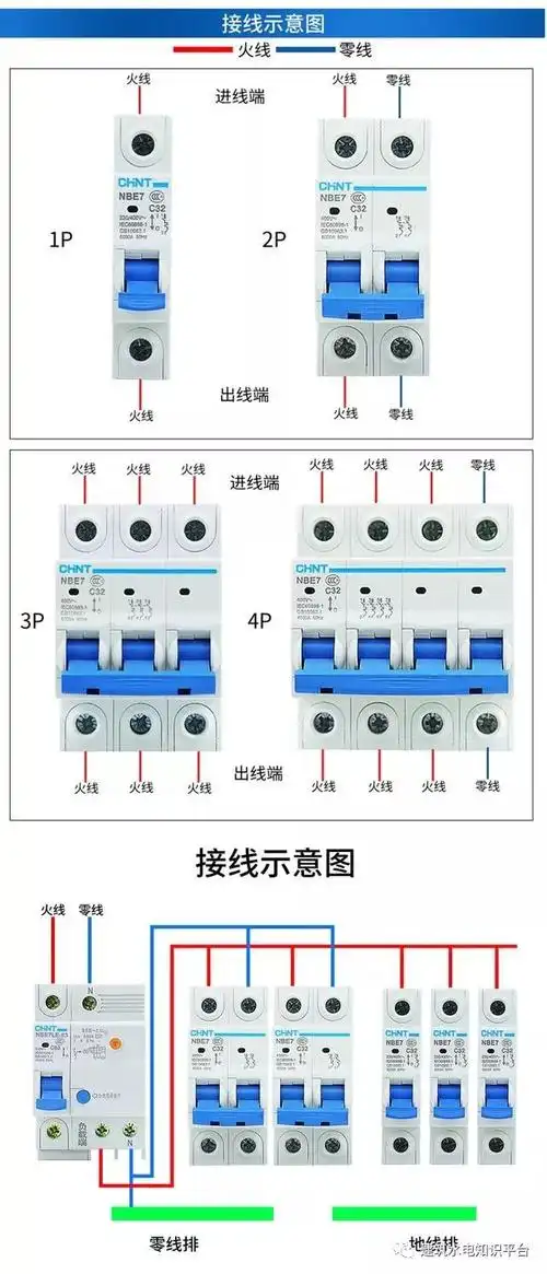 [分享]1分钟了解空气开关接线图与接线