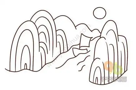 望天门山简笔画插图 简笔画图片大全-普车都