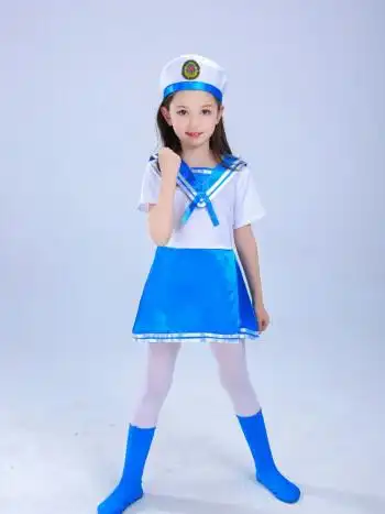 妩纪男女童儿童表演服海军合唱服小海装水兵服幼儿舞蹈演出服2022女款