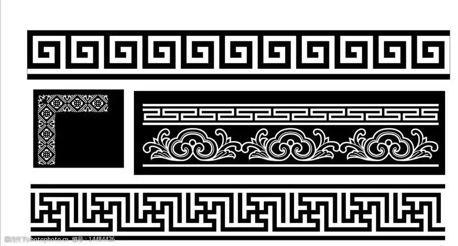 关键词:矢量边框花纹 矢量花纹 回纹 万字纹 边角花 素材 富贵不断头