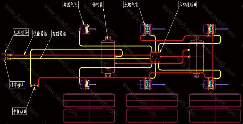 半挂车气路原理图半挂车气路原理图dwg
