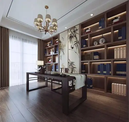 15万120平米中式三房装修效果图,120平禅意祥和中式风装修案例效果图