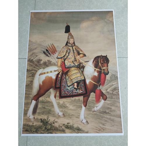 郎世宁乾隆大阅戎装骑马图国画人物工笔画仿古画复制画高清装饰画