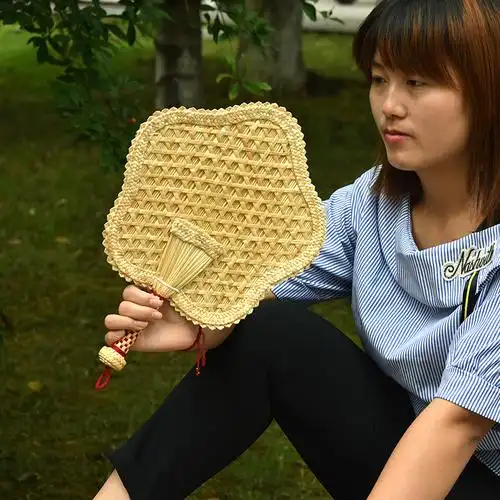 麦秆大蒲扇手工编织蒲葵夏季手摇摇扇竹编扇子工艺扇