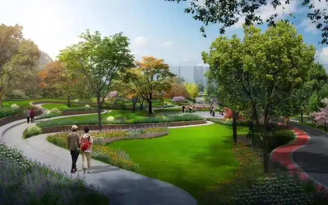 【台地区】 多条游步道形成不同的体验游线,利用场地高差,设置不同